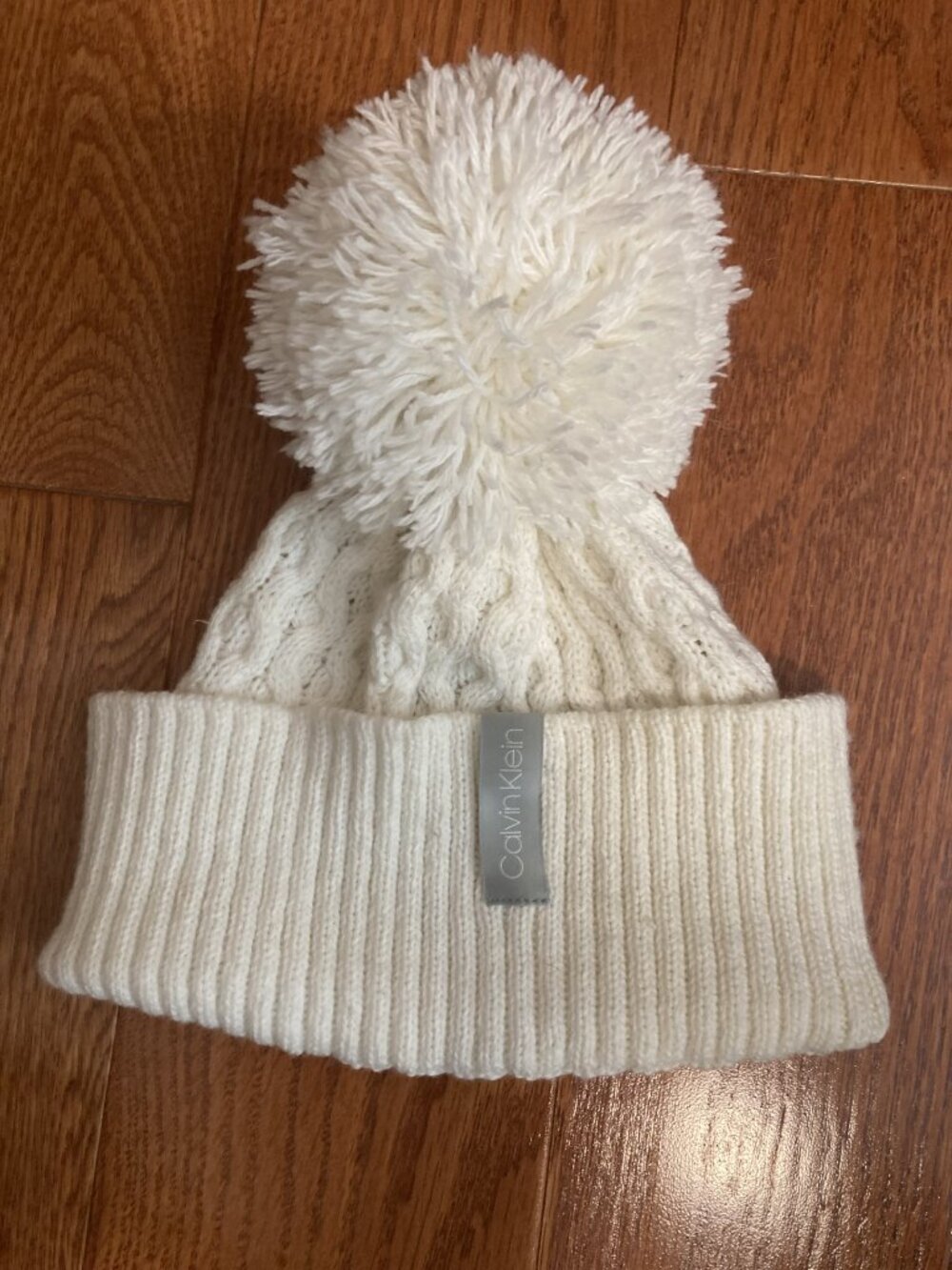 Calvin Klein White Logo Pom- Pom Beanie